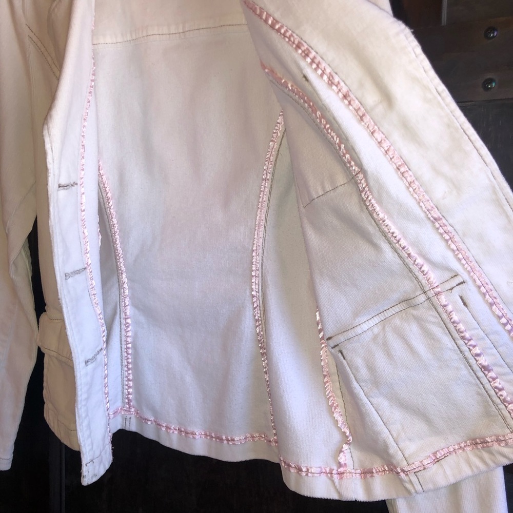 VTG Corduroy! Z. CAVARICCI White Jacket Blazer Coat Women’s Small - Picture 4 of 10